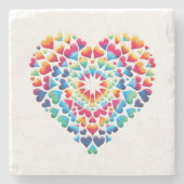 Trits Hart Tie-Dye Stenen Onderzetter (Voorkant)