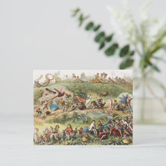 Triumfale maart van de Elf King, Fairies, Goblins Feestdagenkaart (Staand voorkant)