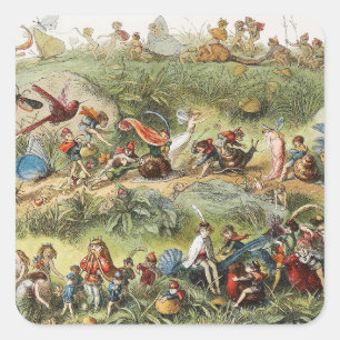 Triumfale maart van de Elf King, Fairies, Goblins Vierkante Sticker