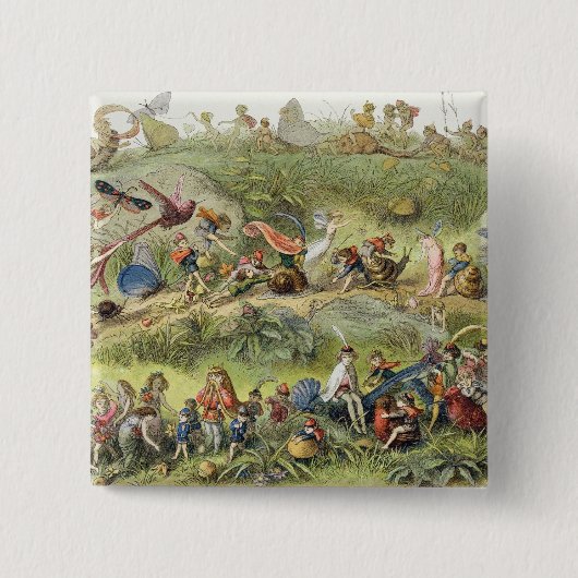 Triumfale maart van de Elf-King, illustratie van Vierkante Button 5,1 Cm (Voorkant)