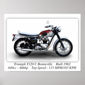 Triumph T120C Bonneville Motorcycle - A3 Print