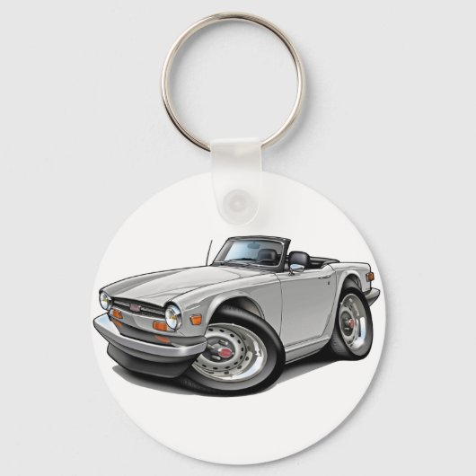Triumph TR6 White Car Sleutelhanger (Voorkant)