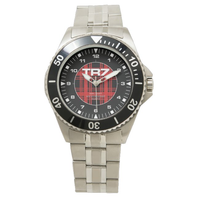 Triumph TR7 - Red Tartan Detail - Divers Watch Horloge (Voorkant)