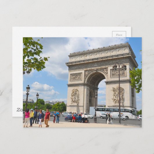 Triumphale Arch op Champs Elysesboulevard in Pari Briefkaart (Voorkant / Achterkant)