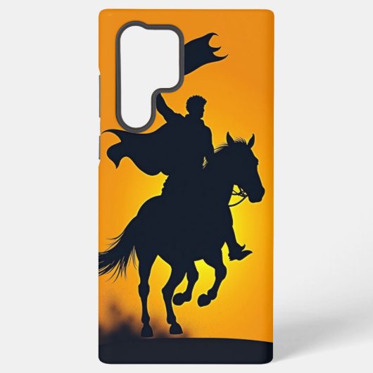 "Triumphant Charge: A Silhouette at Dawn" Telefoon Samsung Galaxy Hoesje (Achterkant)
