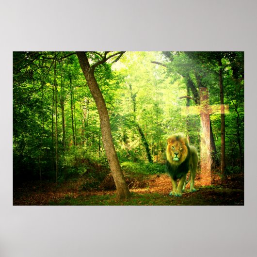 Triumphant King (Christelijke kunst van de leeuw) Poster (Voorkant)