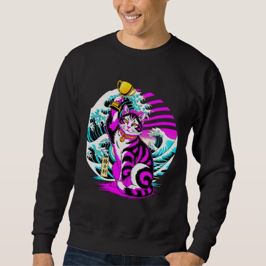 Triumphant Victory Cat Men's Sweatshirt (Voorkant)