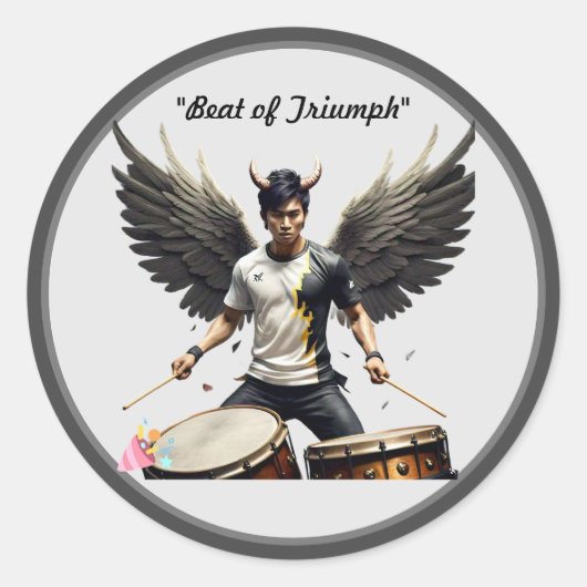 Triumphant Winged Rhythm Ronde Sticker (Voorkant)