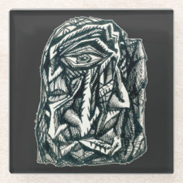 Triumviraat, inkttekening glazen onderzetter