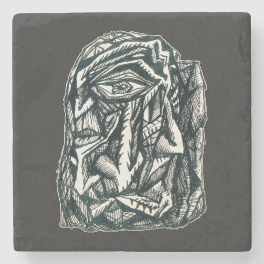 Triumviraat, inkttekening stenen onderzetter (Voorkant)