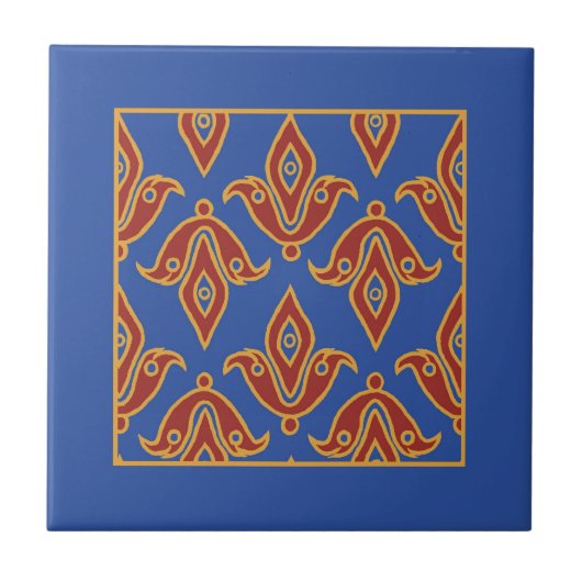 Trivet, Bourgogne, blauw, goudkoorts van de Lys Pa Tegeltje (Voorkant)