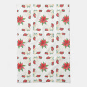 Trivet Christmas Holiday Red Poinsettia and Gold Theedoek (Verticaal)