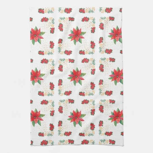 Trivet Christmas Holiday Red Poinsettia and Gold Theedoek (Verticaal)