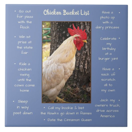 Trivet Tegel-Chicken Bucket List Tegeltje (Voorkant)