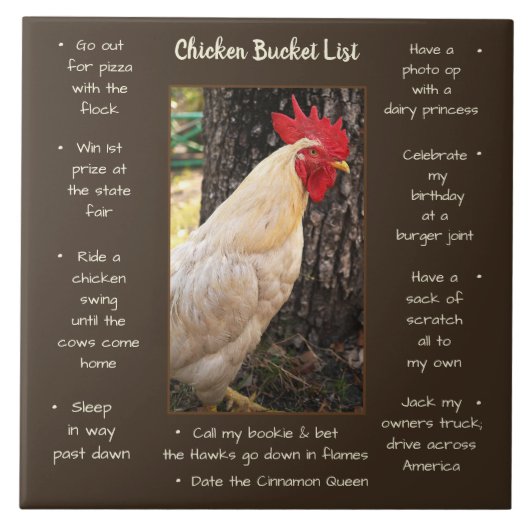 Trivet Tegel-Chicken Bucket List Tegeltje (Voorkant)