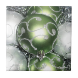 Trivet/Tegel "Green and Silver Sparkle" Tegeltje