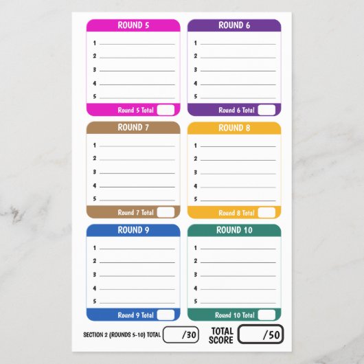 Trivia gaming 50 questions answer sheets flyer (Achterkant)