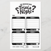 Trivia gaming 50 questions answer sheets mono flyer (Voorkant)