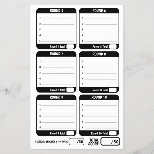 Trivia gaming 50 questions answer sheets mono flyer (Achterkant)