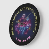 Trivia Hight Neon Style Tekent aangepaste tekst Grote Klok (Hoek)