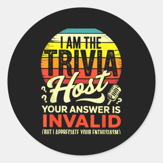 Trivia Moderator Organiseert Trivia Avond Ronde Sticker (Voorkant)
