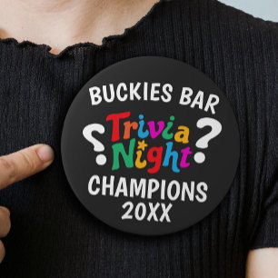 Trivia Nacht spel nacht kleurrijke leuke quiz awar Ronde Button 6,0 Cm