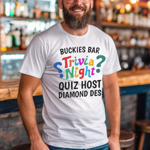 Trivia Night spelletjesavond kleurrijke leuke quiz T-shirt