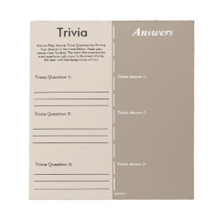 Trivia Party Game - Aangepaste vraag en antwoord Notitieblok