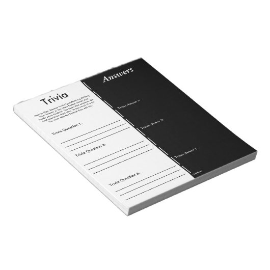 Trivia Party Game - Aangepaste vraag en antwoord Notitieblok (Schuin)