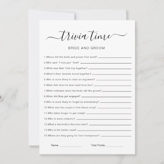 Trivia spel voor bruid en bruidegom, Vrijgezellenf Kaart (Voorkant)