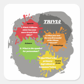 Trivia Vragen Vierkante Sticker