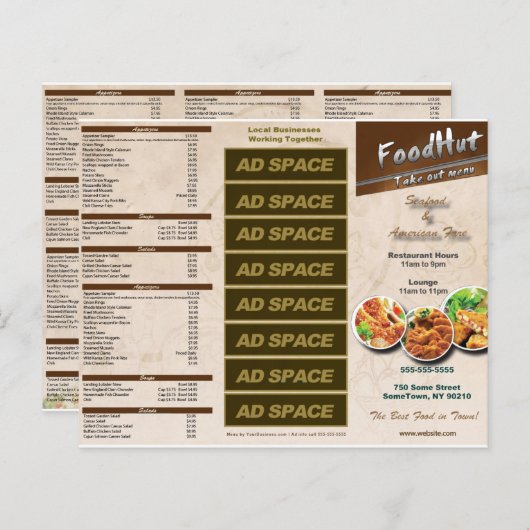 Trivoudig menu Restaurants (Voorkant / Achterkant)