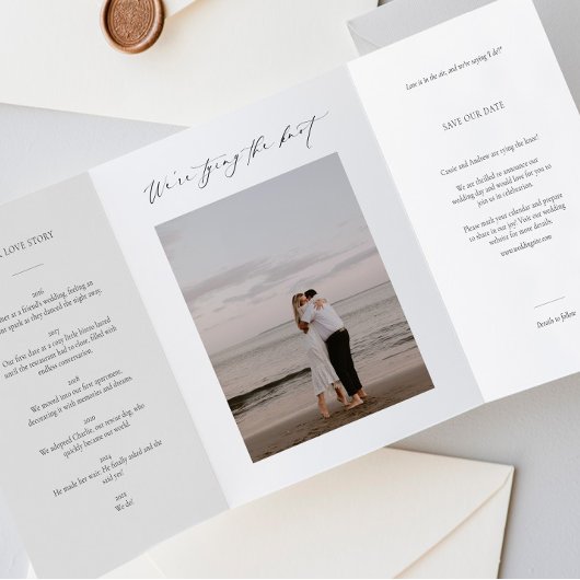 Trivoudige Save the Date uitnodiging met foto