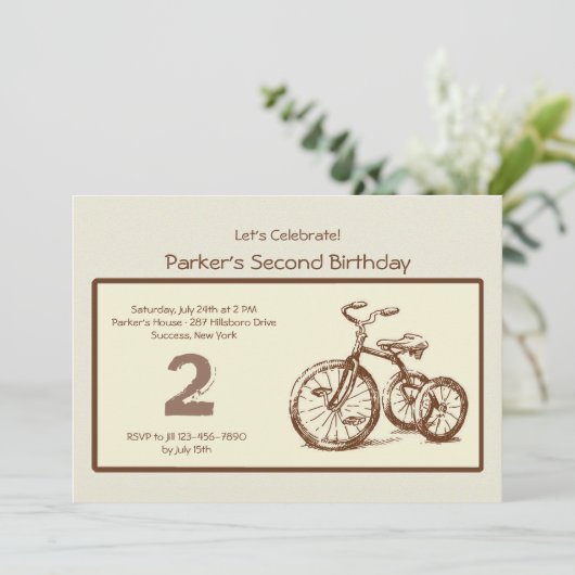  triwieluitnodiging kaart (Staand voorkant)