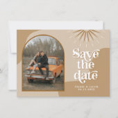 TRIXIE Beige Retro Arched Photo Save the Date  Kaart (Voorkant)