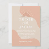 TRIXIE Blush Retro Arched Photo Boho Wedding Kaart (Voorkant)
