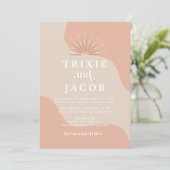 TRIXIE Blush Retro Arched Photo Boho Wedding Kaart (Staand voorkant)