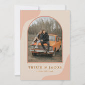TRIXIE Blush Retro Arched Photo Boho Wedding Kaart (Achterkant)