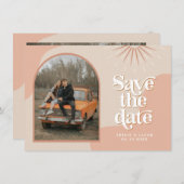 TRIXIE Blush Retro Arched Photo Save the Date Kaart (Voorkant / Achterkant)