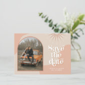 TRIXIE Blush Retro Arched Photo Save the Date Kaart (Staand voorkant)