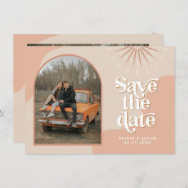 TRIXIE Blush Retro Arched Photo Save the Date Kaart