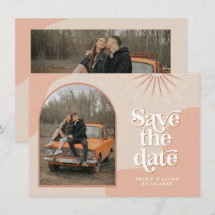 TRIXIE Blush Retro Arched Photo Save the Date Kaart
