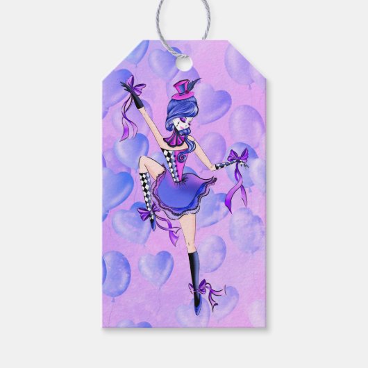 Trixie de Clown - blauwe Ballonnen Cadeaulabel (Voorkant)