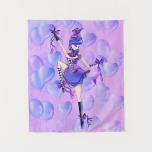 Trixie de Clown - blauwe ballonnen Wandkleed