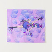 Trixie de Clown - blauwe ballonnen Wandkleed (Voorkant (horizontaal))