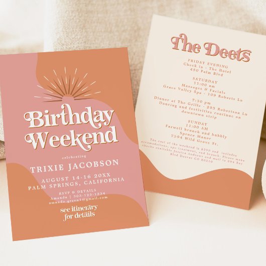 TRIXIE Retro 70's Disco Roze Verjaardag Weekend Kaart