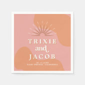 TRIXIE Retro 70's Groovy Roze en Oranje bruiloft Servet (Voorkant)