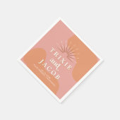 TRIXIE Retro 70's Groovy Roze en Oranje bruiloft Servet (Hoek)