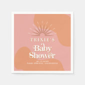 TRIXIE Retro 70's Groovy Roze Sinaasappels Baby sh Servet (Voorkant)