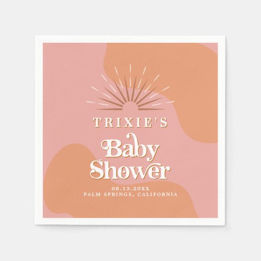 TRIXIE Retro 70's Groovy Roze Sinaasappels Baby sh Servet (Voorkant)